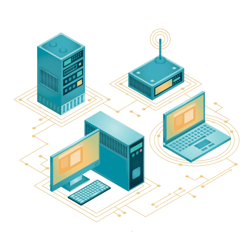 modern technology composition with isometric view