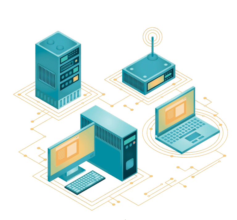 modern technology composition with isometric view